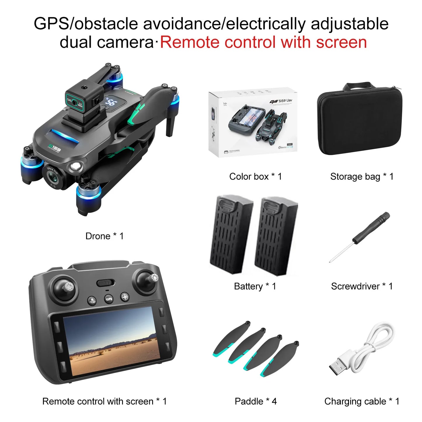 8K Dual Camera 5G WIFI FPV Remote Control Quadcopter Drone 2KM Obstacle Avoidance LED Screen Brushless GPS Follow Me RC Drone