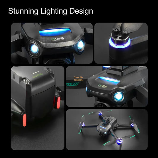 طائرة بدون طيار رباعية المراوح بكاميرا مزدوجة بدقة 8K وشبكة 5G وواي فاي وFPV وجهاز تحكم عن بعد ومسافة 2 كم مع تجنب العوائق وشاشة LED ونظام تحديد المواقع العالمي (GPS) بدون فرشاة وتتبعني