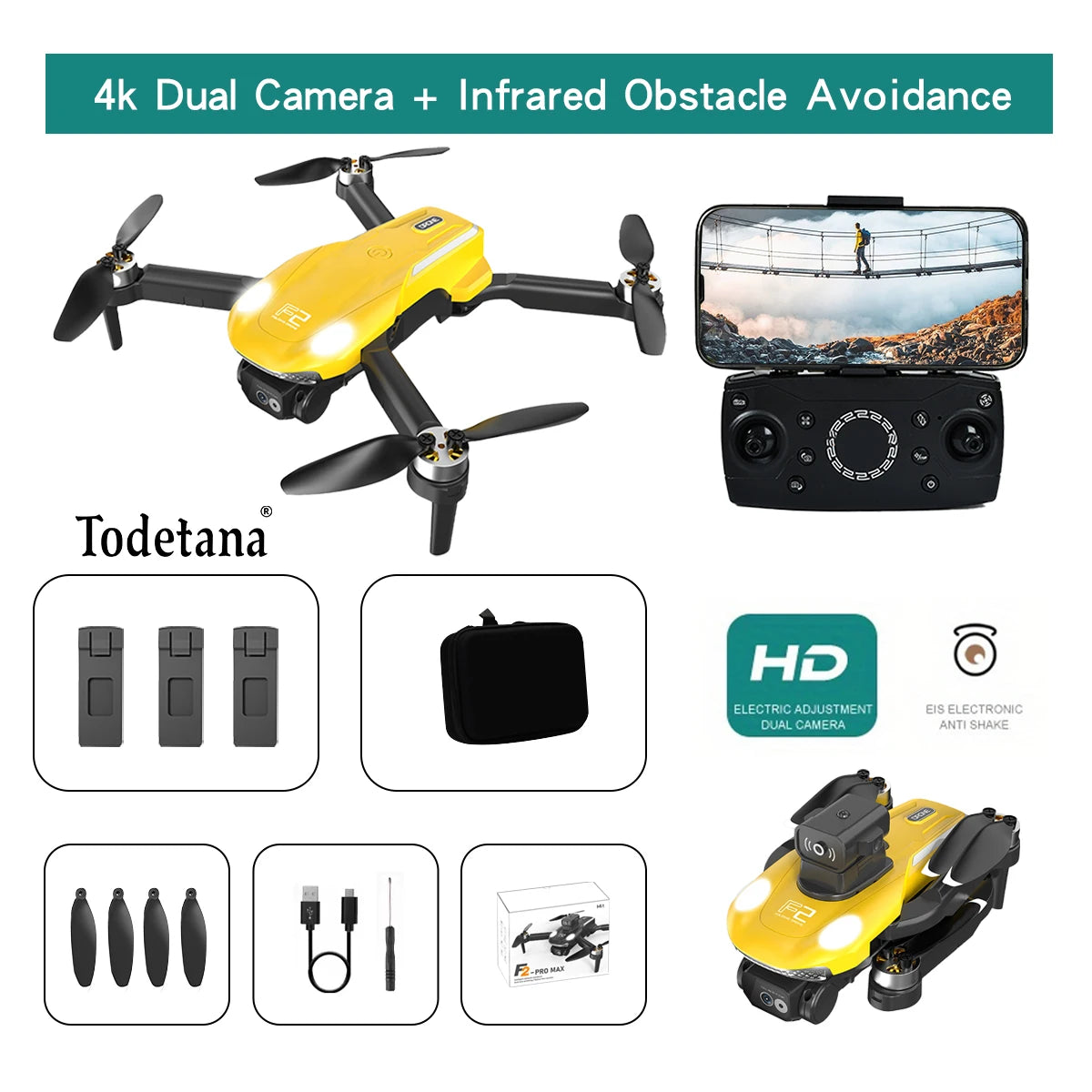 F2 4K Ultra HD Drone Tracking Intelligent Flight Modes Long Battery Life Foldable Design for Travel Aerial Photography