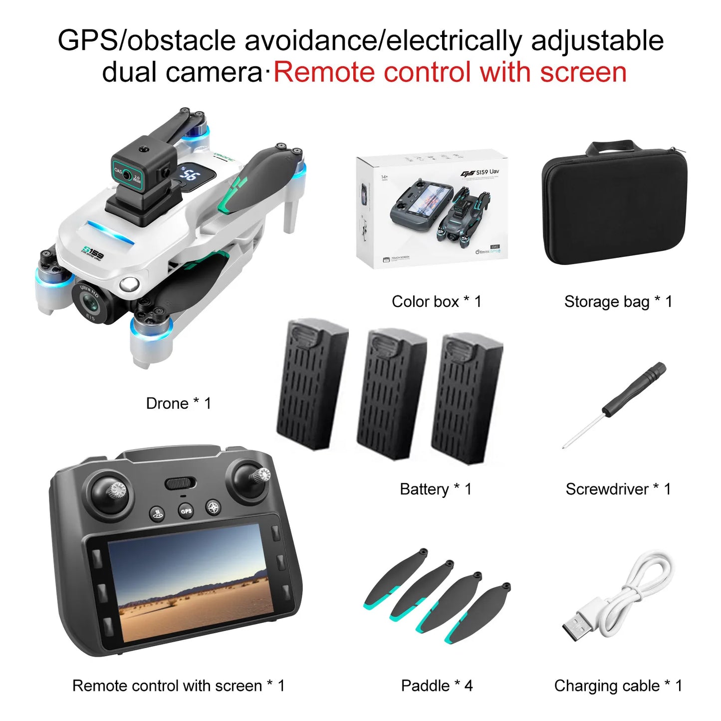 8K Dual Camera 5G WIFI FPV Remote Control Quadcopter Drone 2KM Obstacle Avoidance LED Screen Brushless GPS Follow Me RC Drone