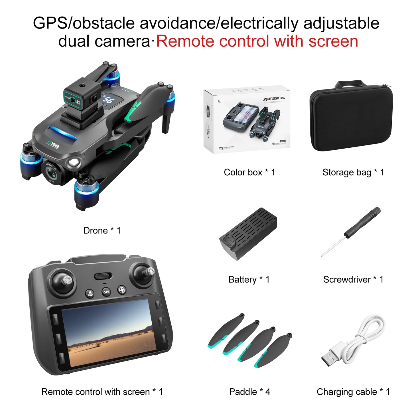 8K Dual Camera 5G WIFI FPV Remote Control Quadcopter Drone 2KM Obstacle Avoidance LED Screen Brushless GPS Follow Me RC Drone