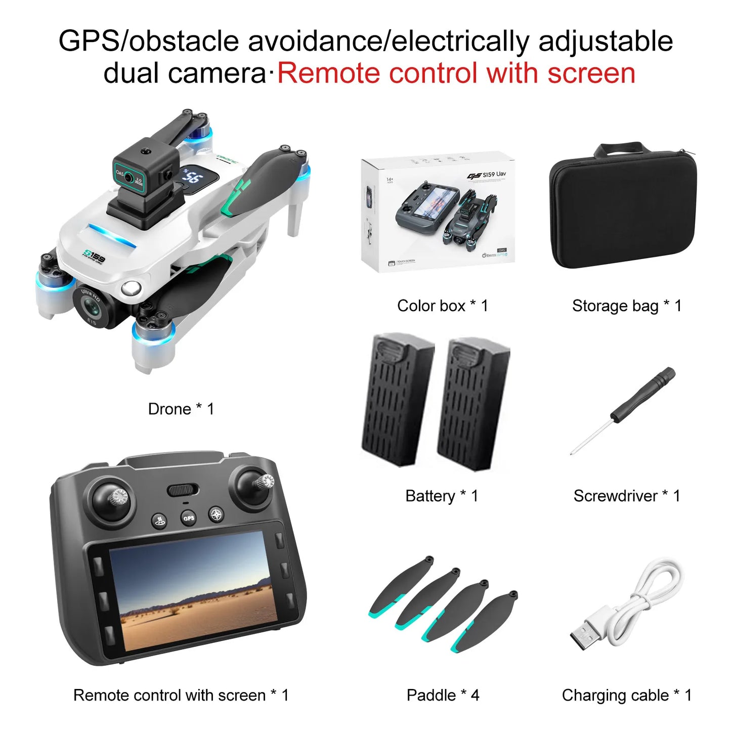 8K Dual Camera 5G WIFI FPV Remote Control Quadcopter Drone 2KM Obstacle Avoidance LED Screen Brushless GPS Follow Me RC Drone