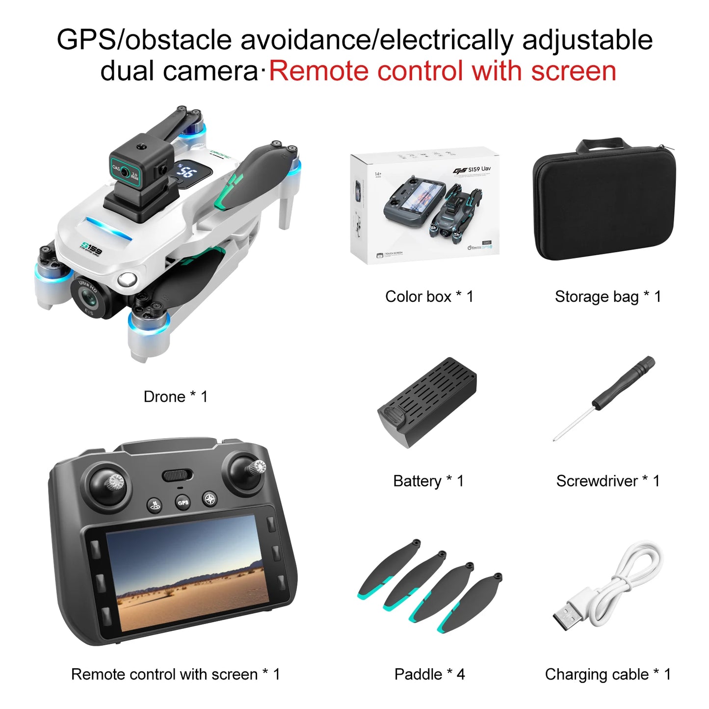 8K Dual Camera 5G WIFI FPV Remote Control Quadcopter Drone 2KM Obstacle Avoidance LED Screen Brushless GPS Follow Me RC Drone