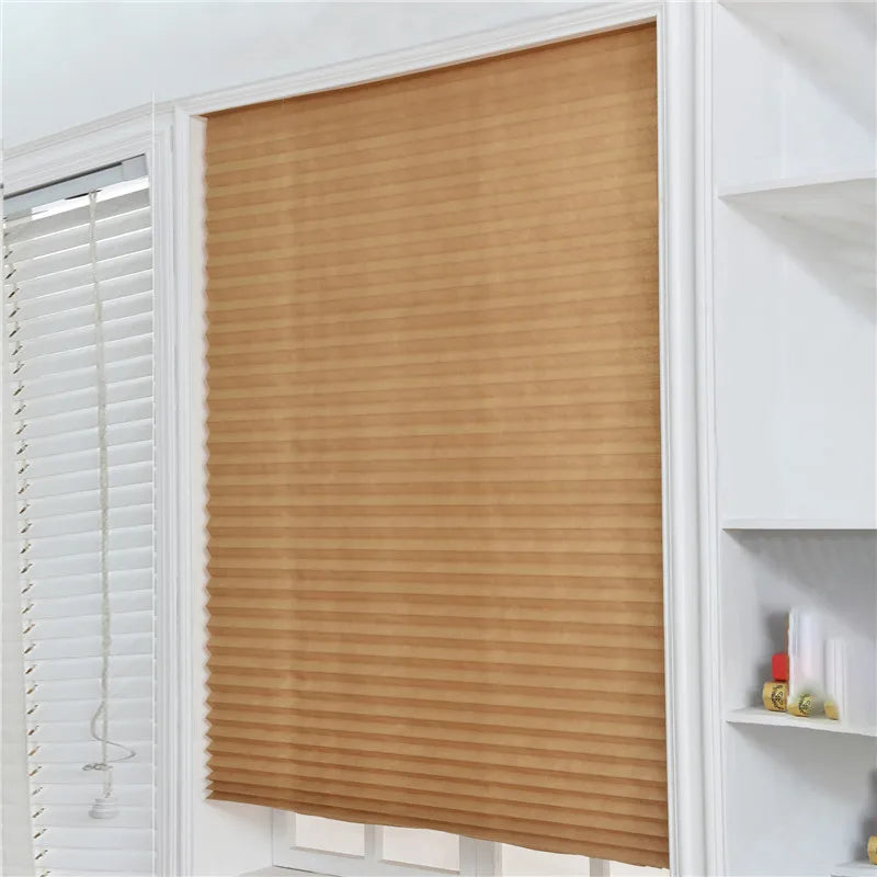 Self-Adhesive Pleated Blinds Half Blackout Windows Curtains for Kitchen Bathroom Balcony Shades For Coffee/Office Window