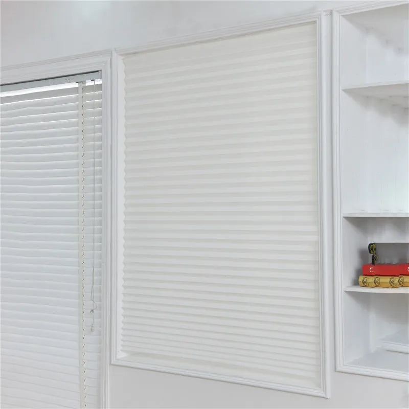 Self-Adhesive Pleated Blinds Half Blackout Windows Curtains for Kitchen Bathroom Balcony Shades For Coffee/Office Window