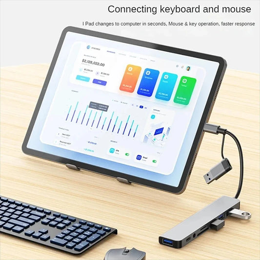 USB C Hub USB Splitter 8 in 2 USB Extender with 4 USB Port 1 USBC Port TF/SD Card Reader Audio Output Compatible with MacBook