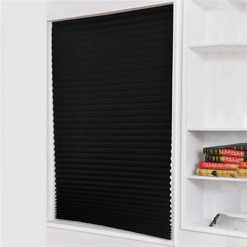 Self-Adhesive Pleated Blinds Half Blackout Windows Curtains for Kitchen Bathroom Balcony Shades For Coffee/Office Window