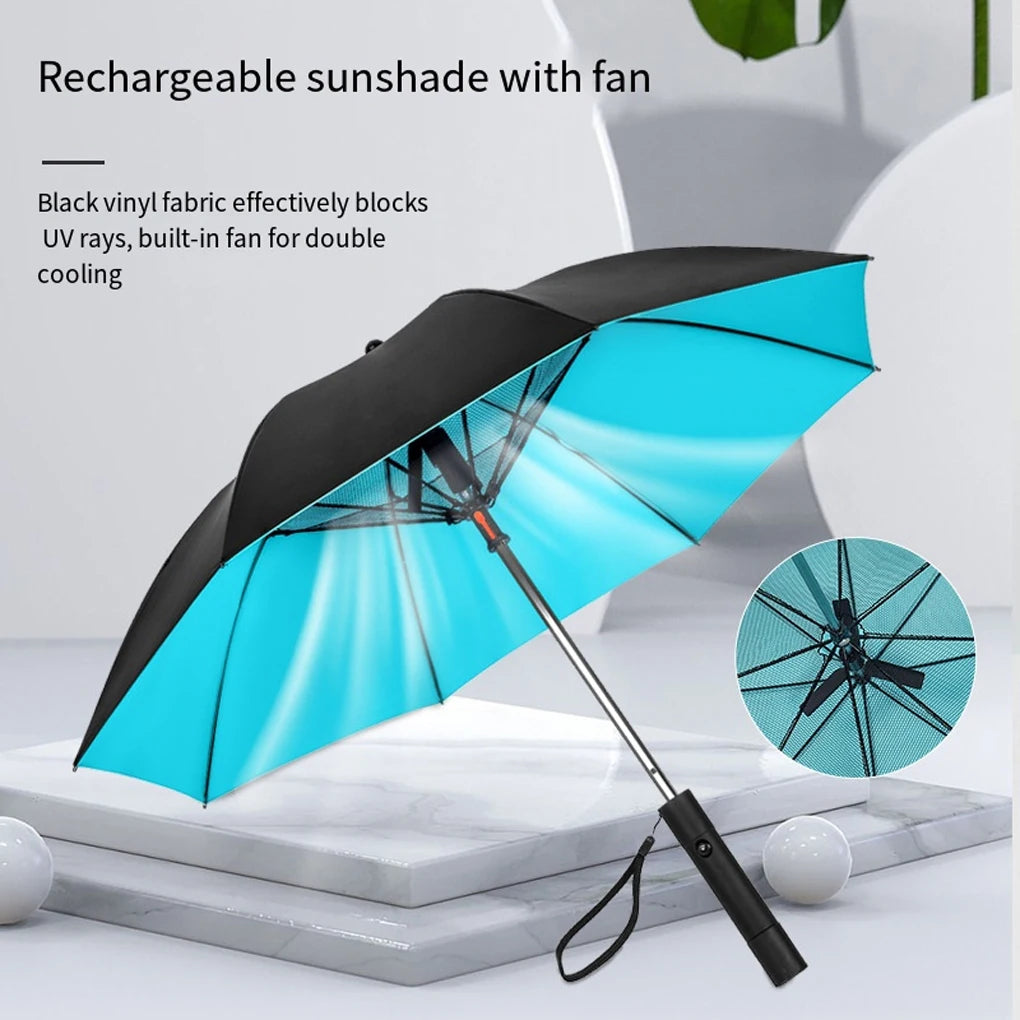 Umbrella With Fan And Mist Spray 3 in 1 Cooling Portable Summer Sunshade USB Rechargeable Fan Bumbershoot Uv Blocking Umbrella